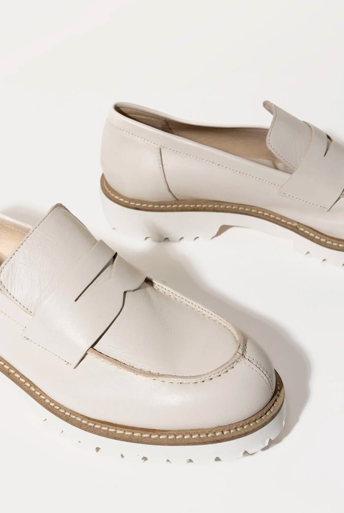 swatch_ecru leather leather penny loafer flat shoes