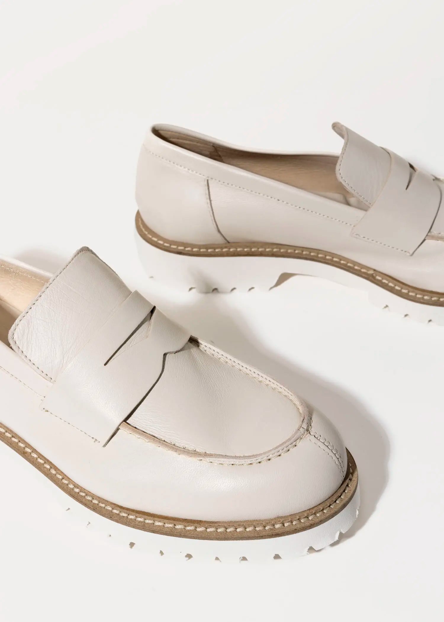 swatch_ecru leather leather penny loafer flat shoes