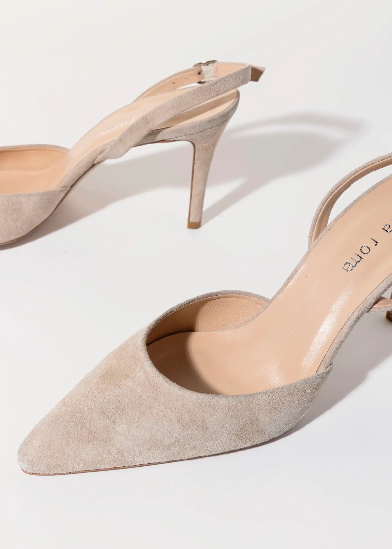 swatch_beige suede suede two piece pump heels