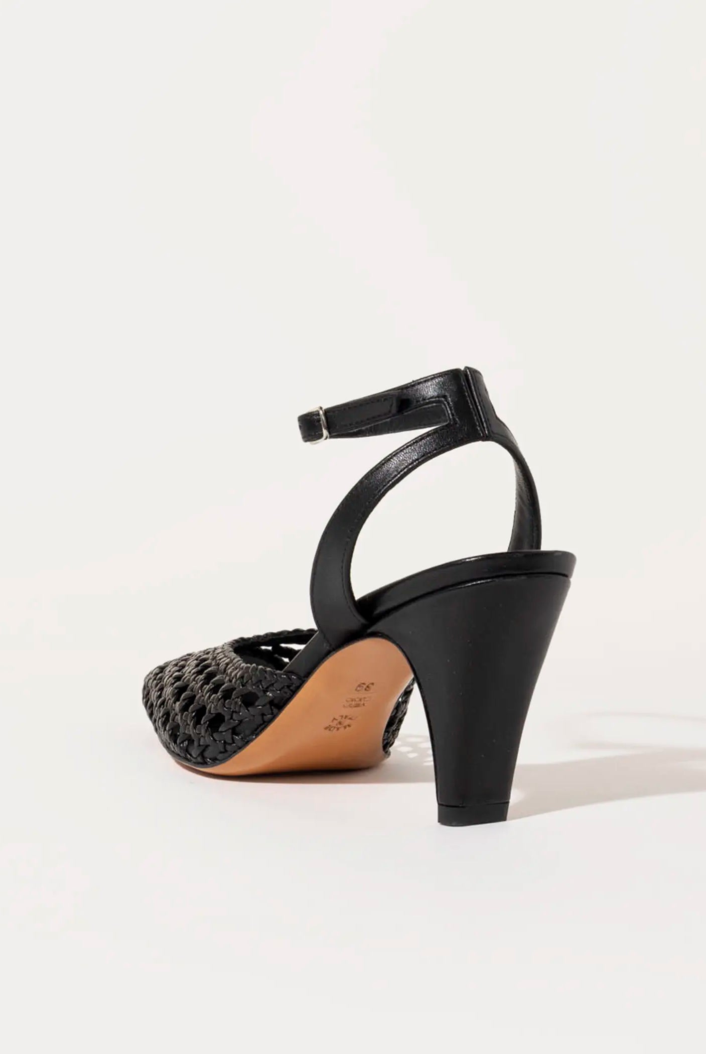 swatch_black leather livia two piece woven pump heels