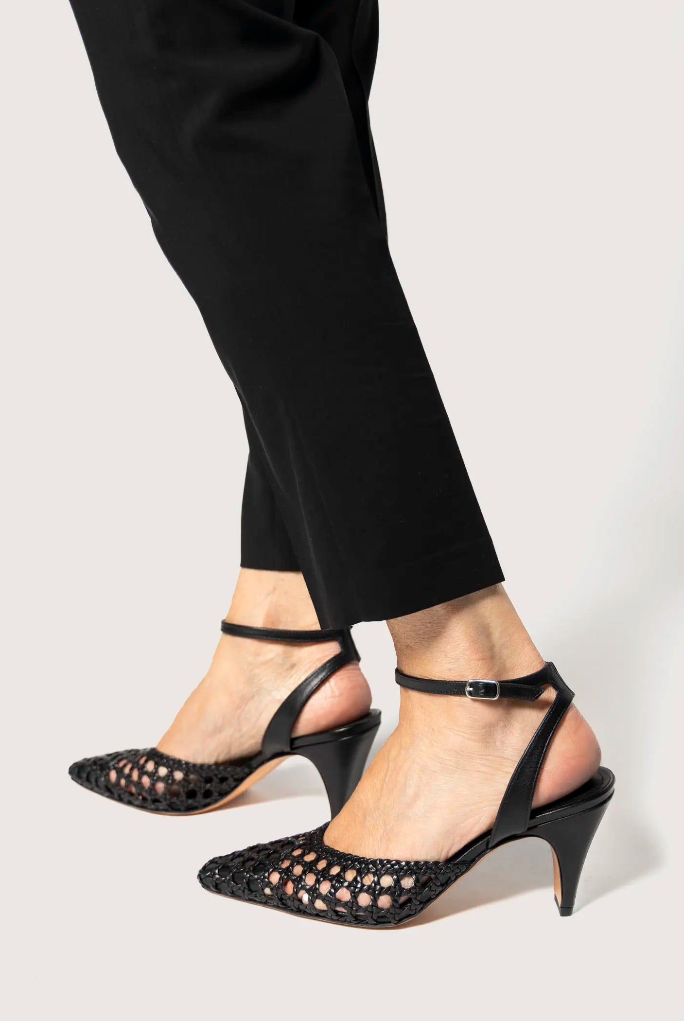 swatch_black leather livia two piece woven pump heels