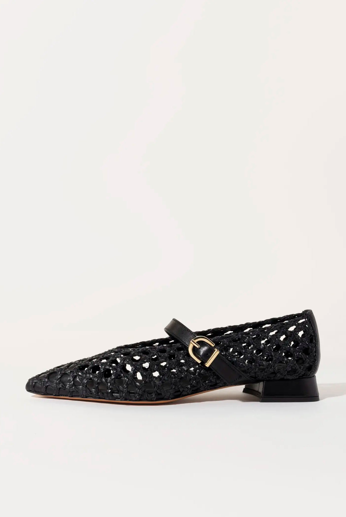 swatch_black leather mia woven mary jane flat shoes