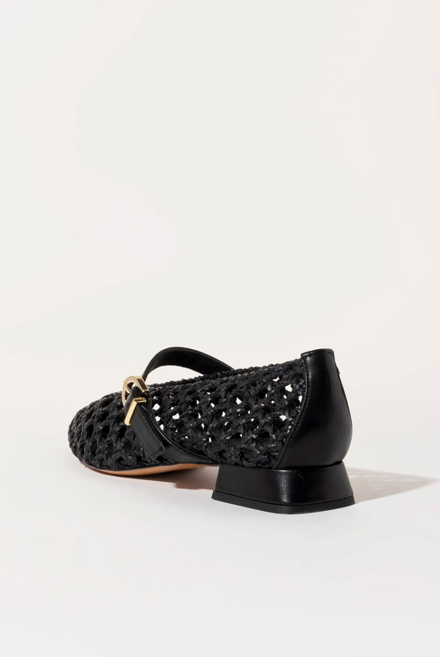 swatch_black leather mia woven mary jane flat shoes
