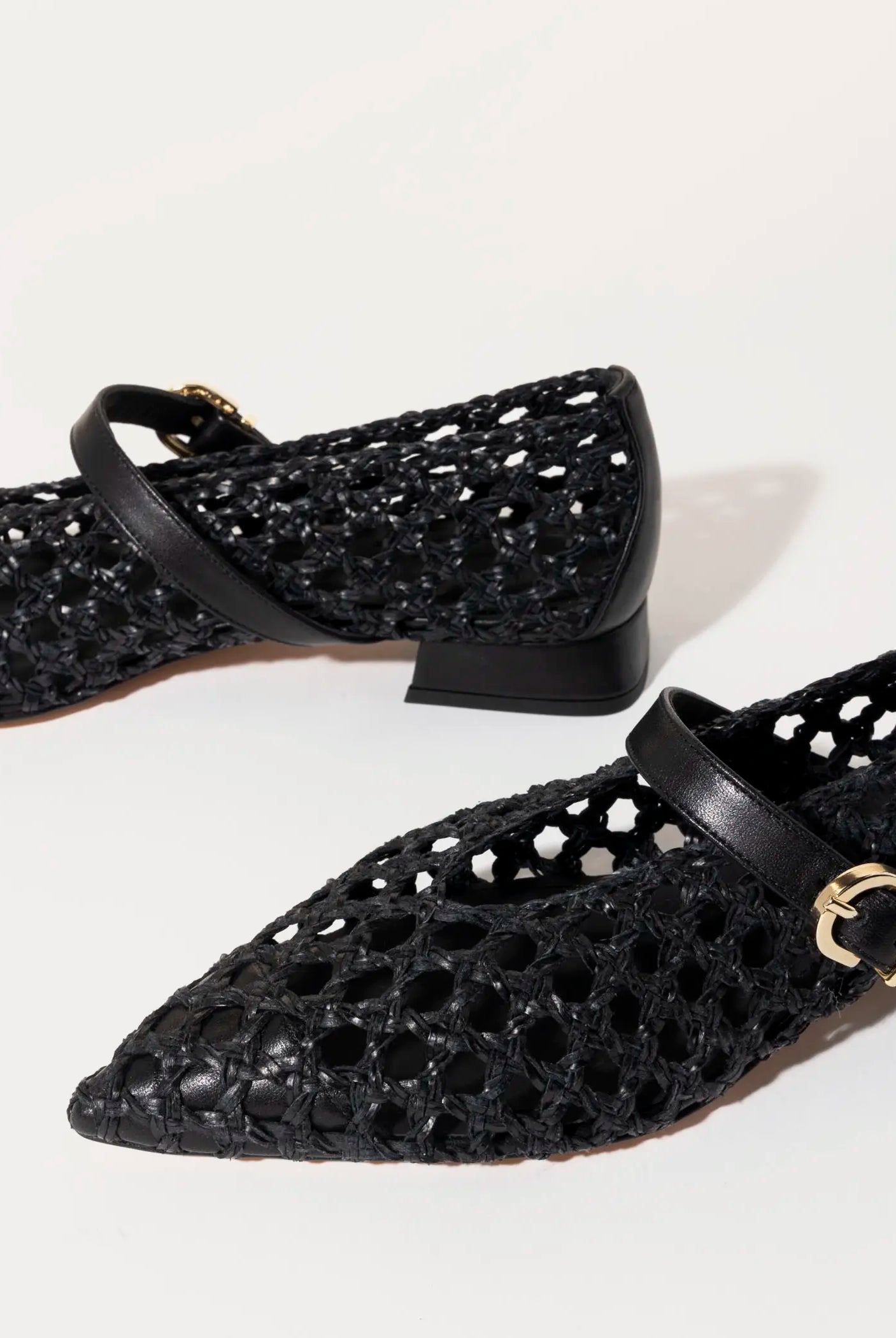 swatch_black leather mia woven mary jane flat shoes