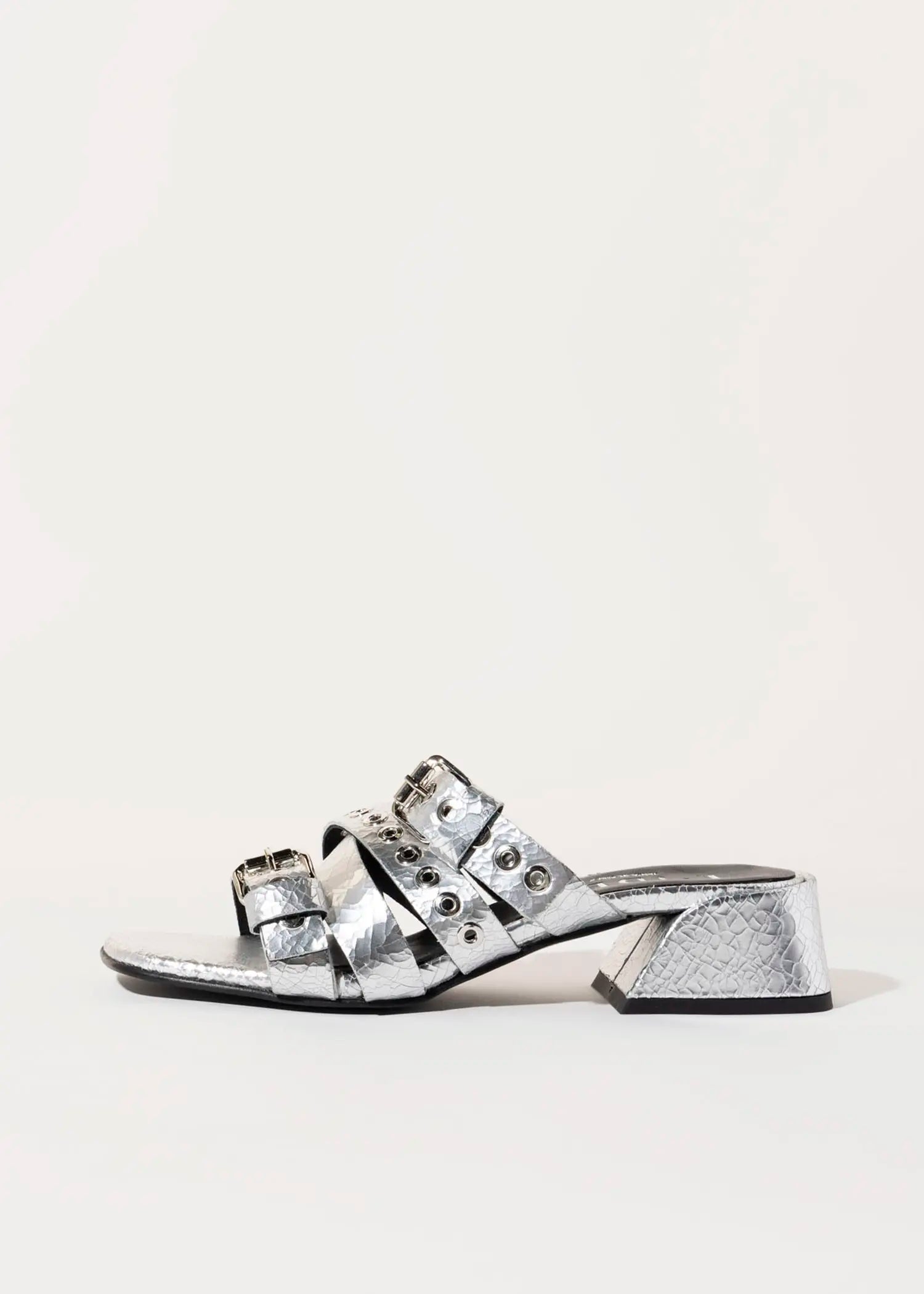 swatch_silver leather heeled slide sandal heeled sandals