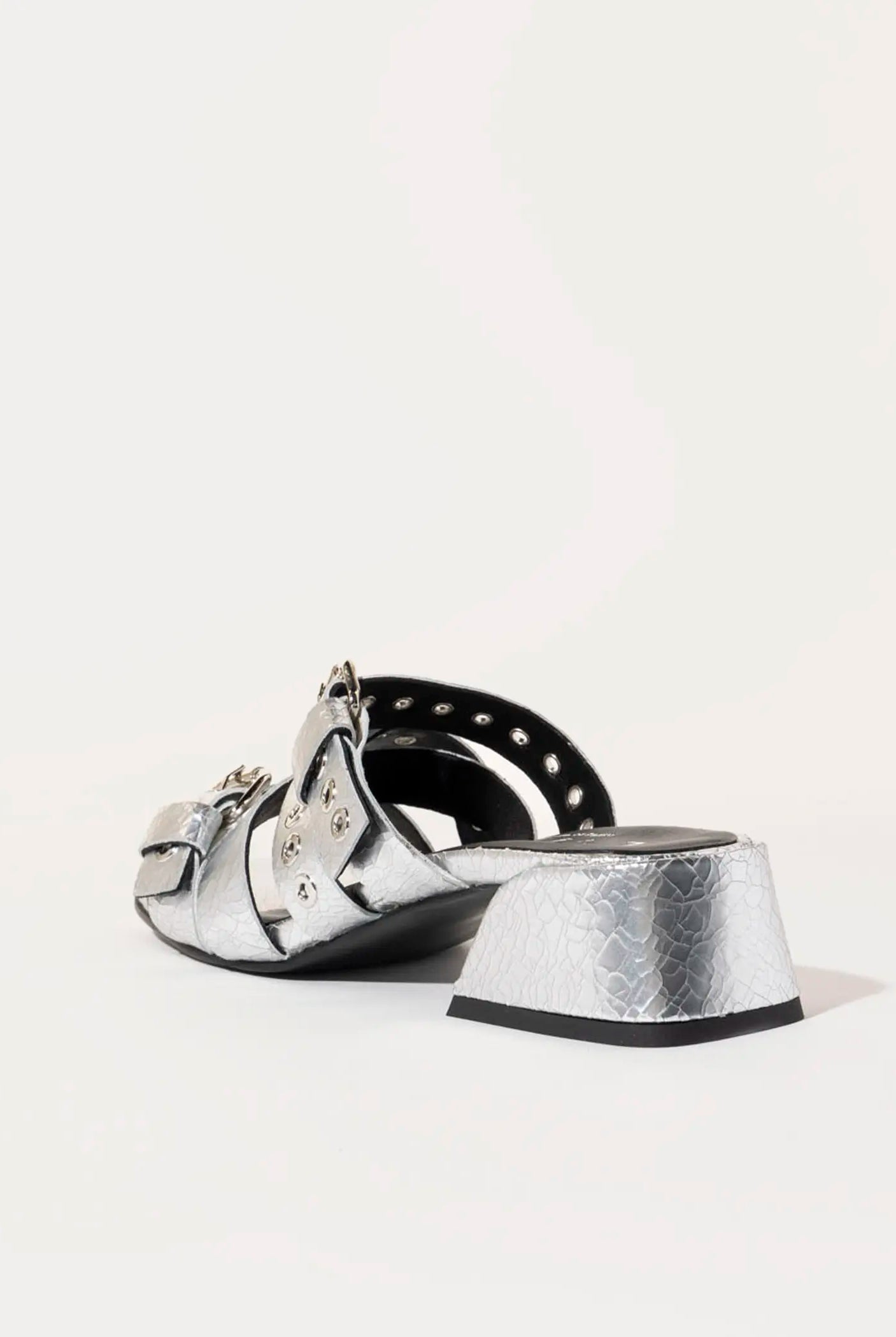 swatch_silver leather heeled slide sandal heeled sandals