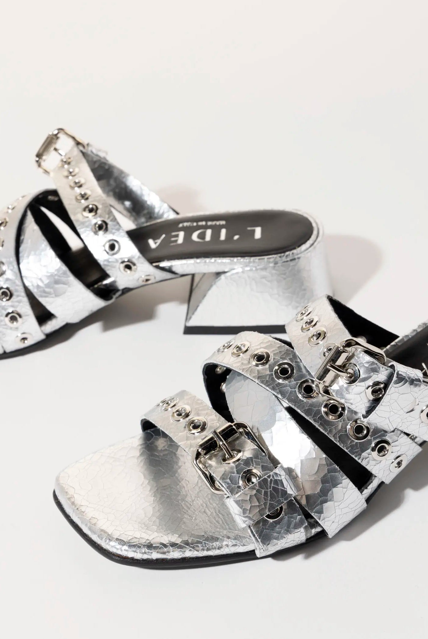 swatch_silver leather heeled slide sandal heeled sandals