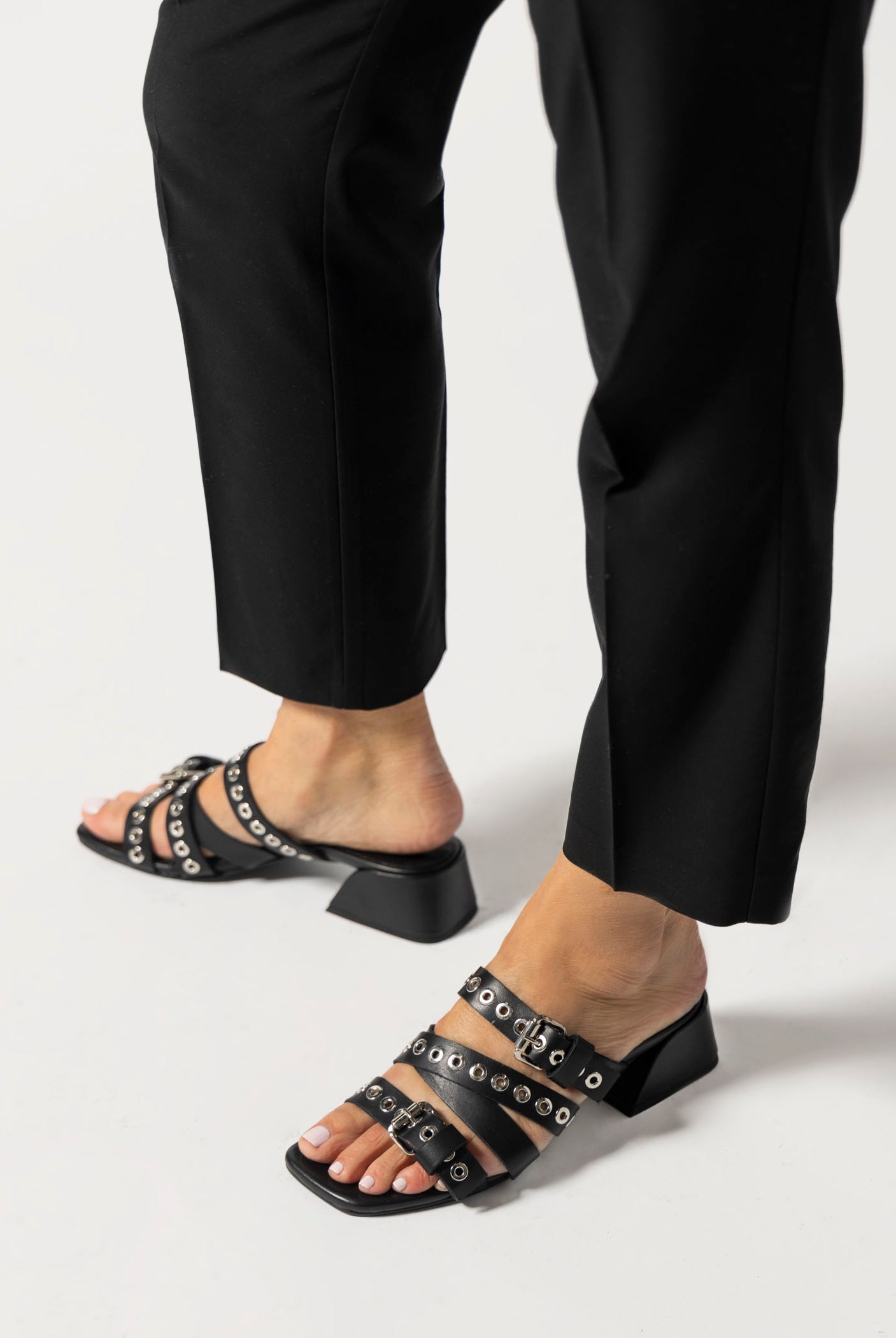 swatch_black leather heeled slide sandal heeled sandals