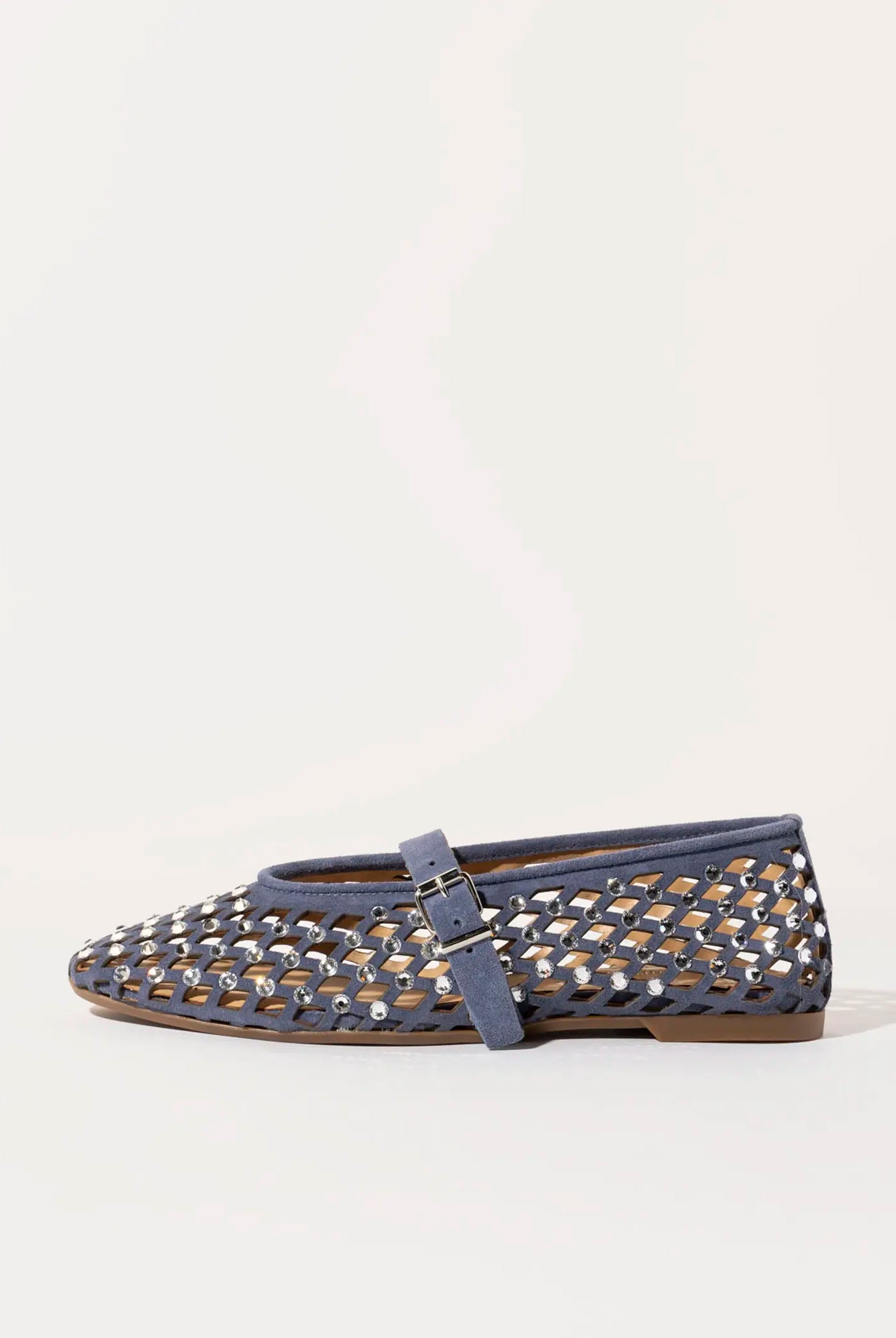 swatch_jeans suede laser cut jeweled flat flat shoes