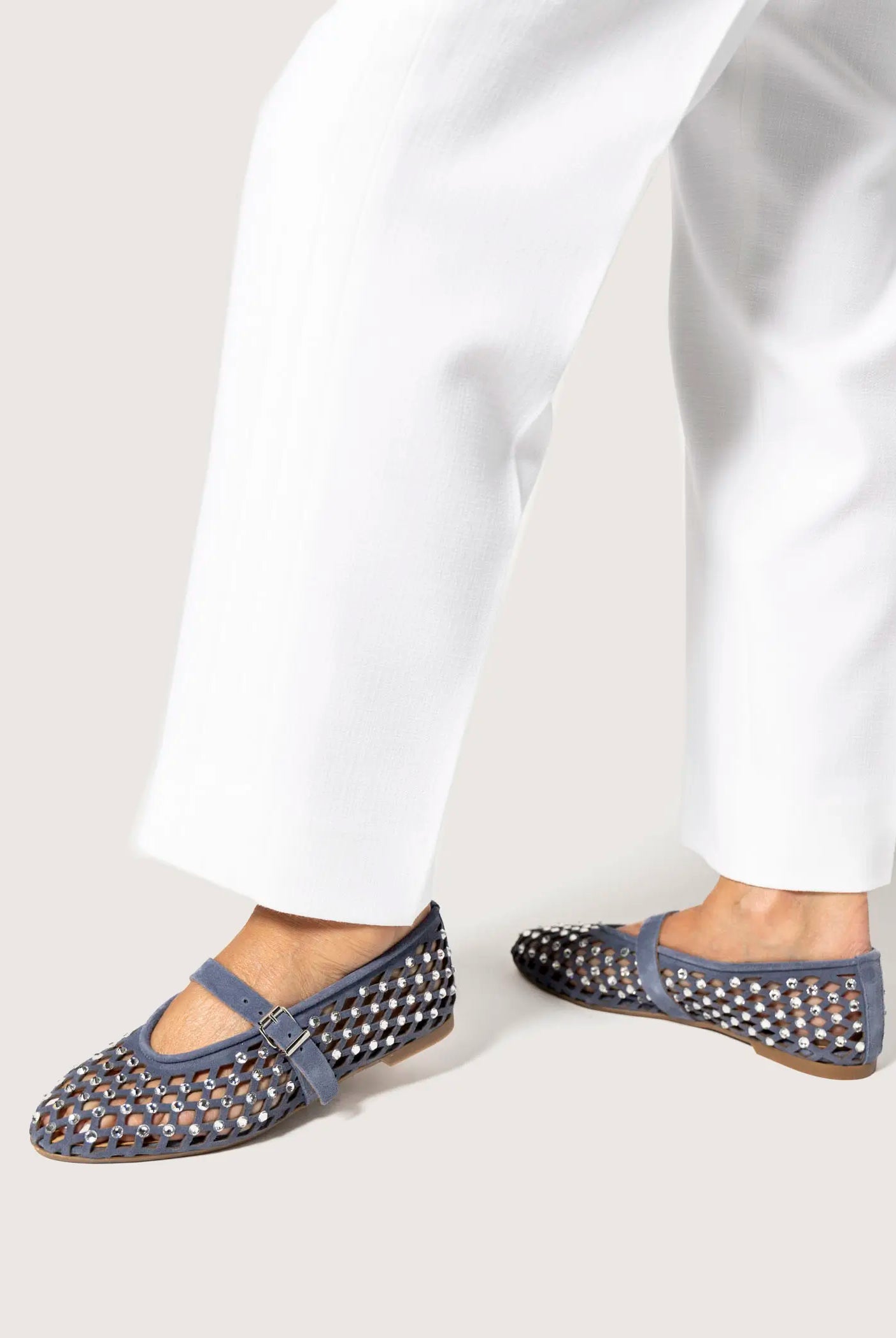 swatch_jeans suede laser cut jeweled flat flat shoes