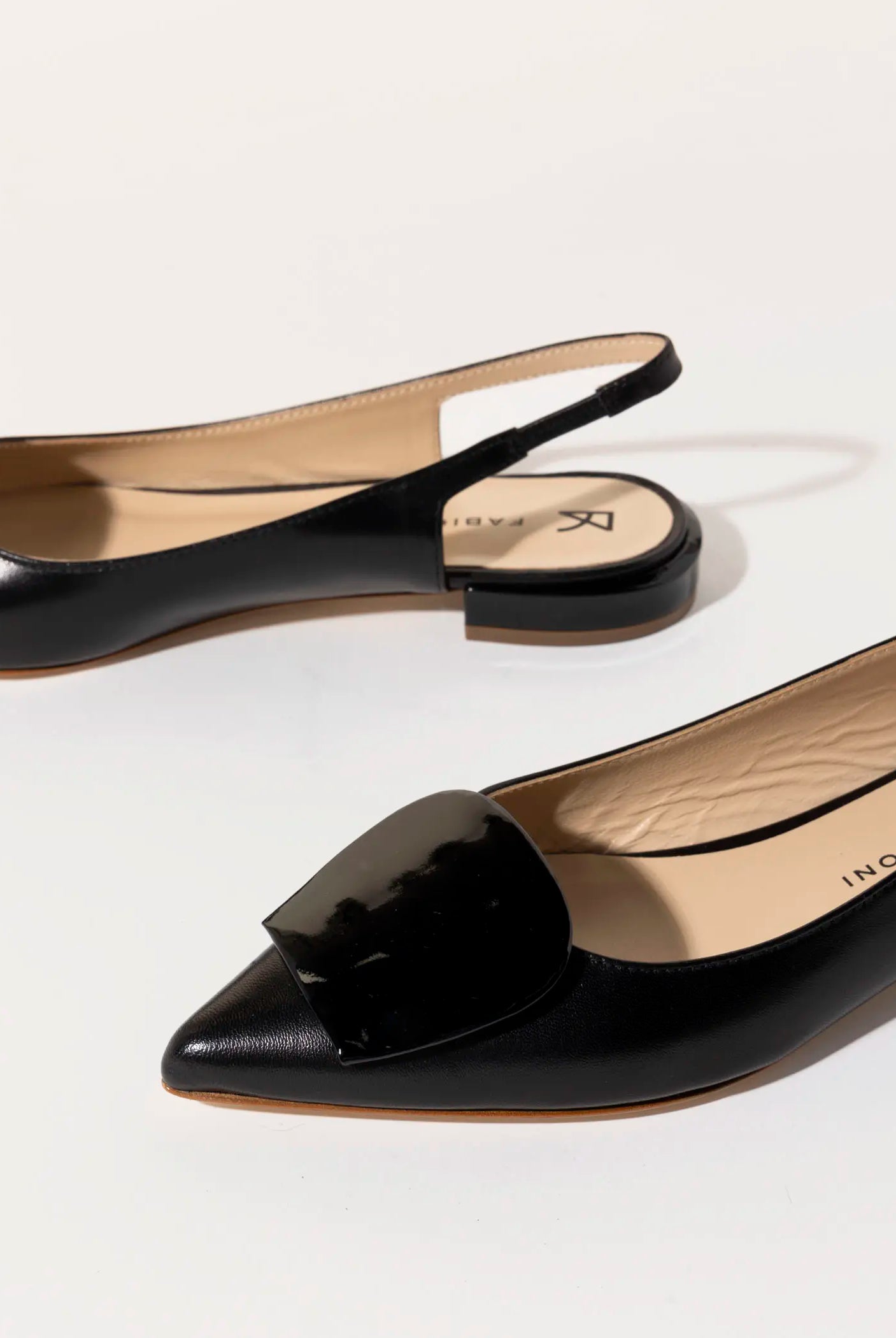 swatch_black leather slingback flat flat shoes