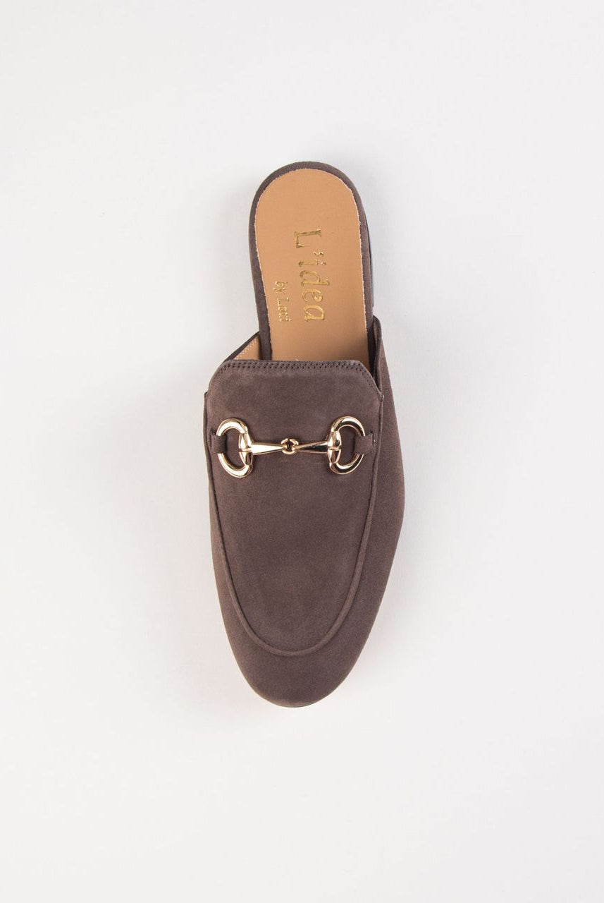swatch_dark taupe suede suede mule with bit loafers and oxfords