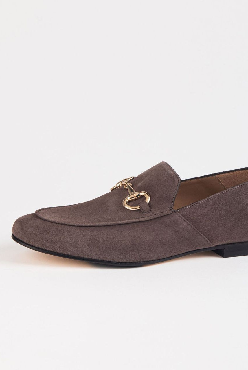 swatch_dark taupe suede suede loafer with bit loafers and oxfords
