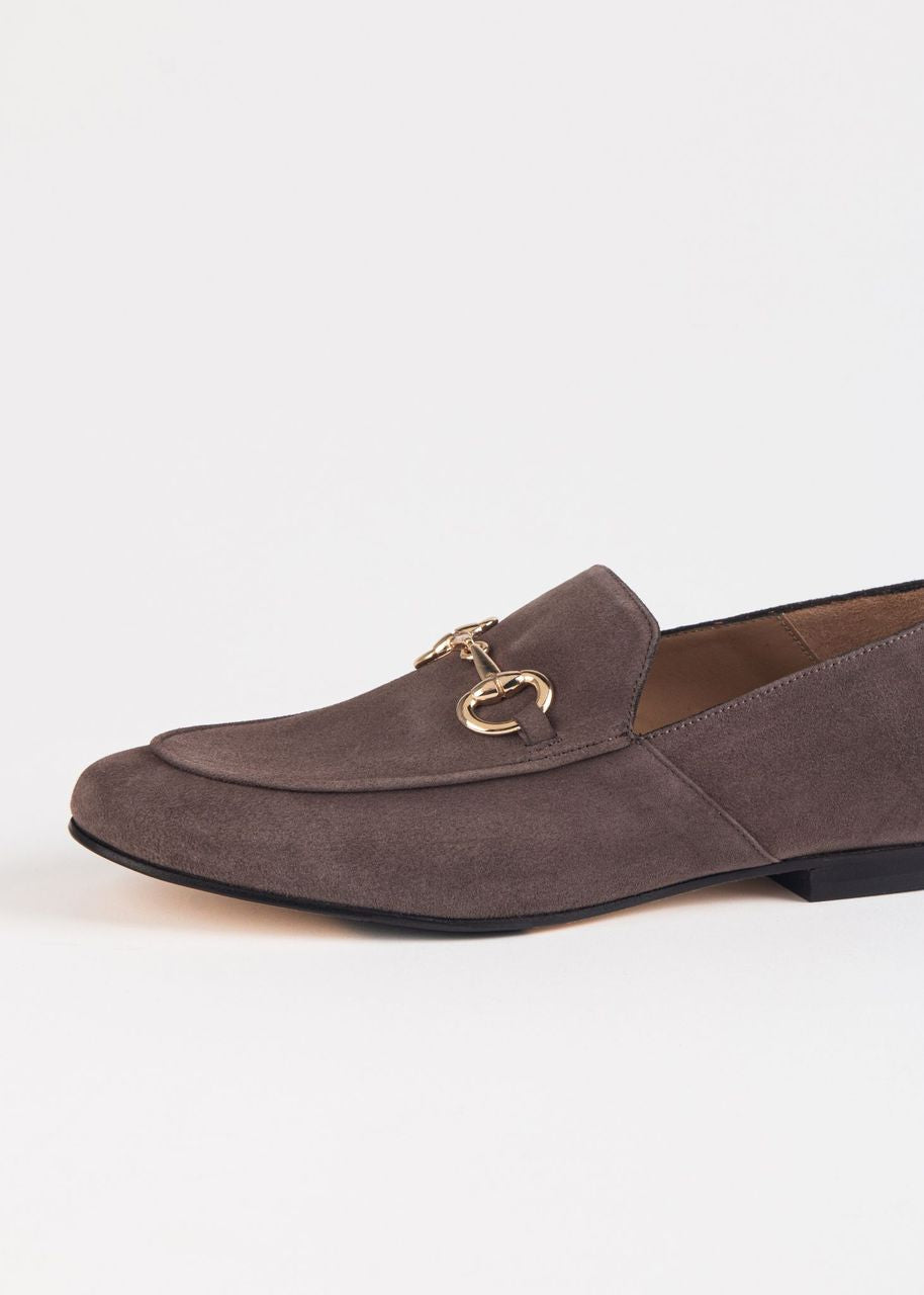 swatch_dark taupe suede suede loafer with bit loafers and oxfords