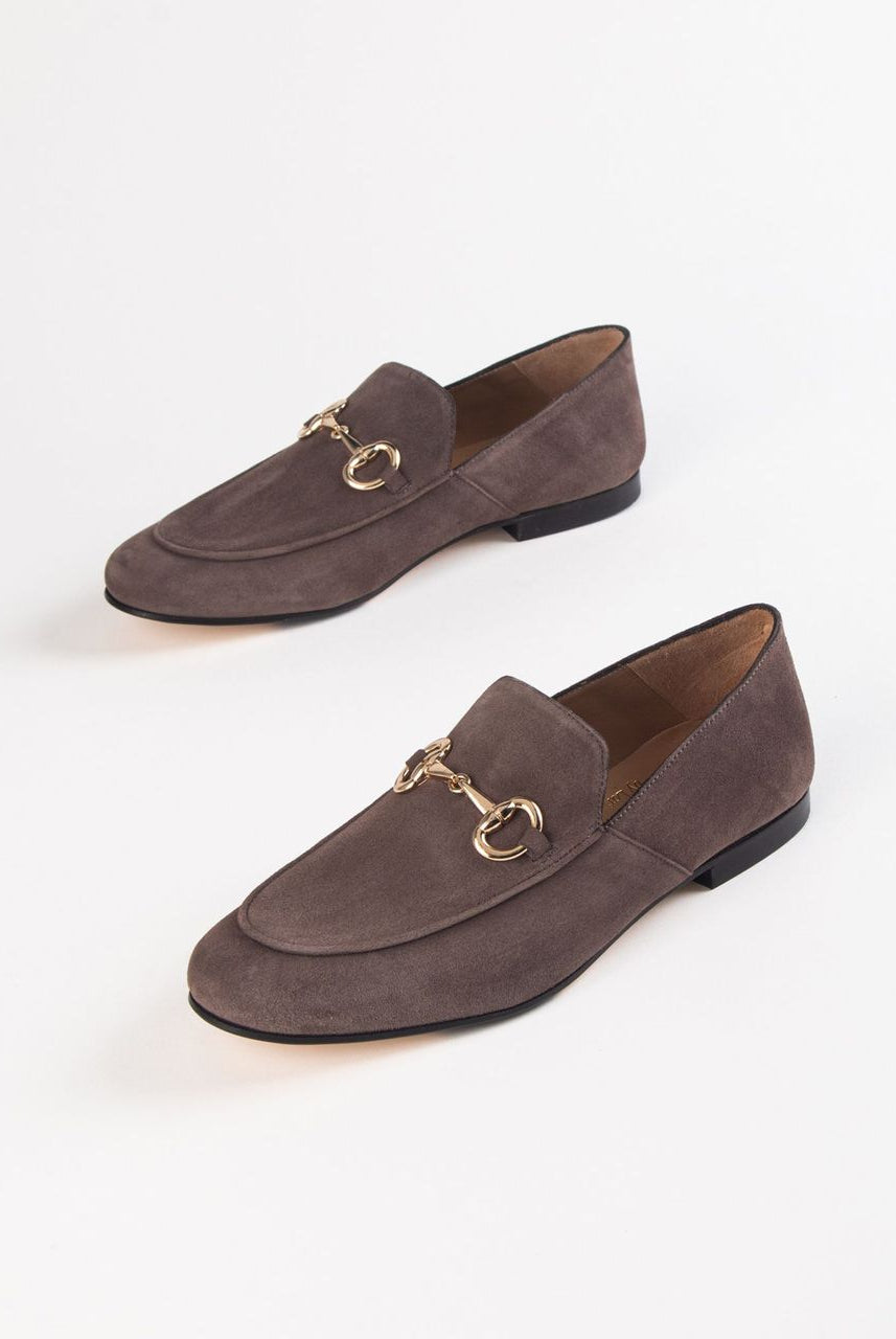 swatch_dark taupe suede suede loafer with bit loafers and oxfords