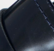 swatch-Navy Leather heeled loafer