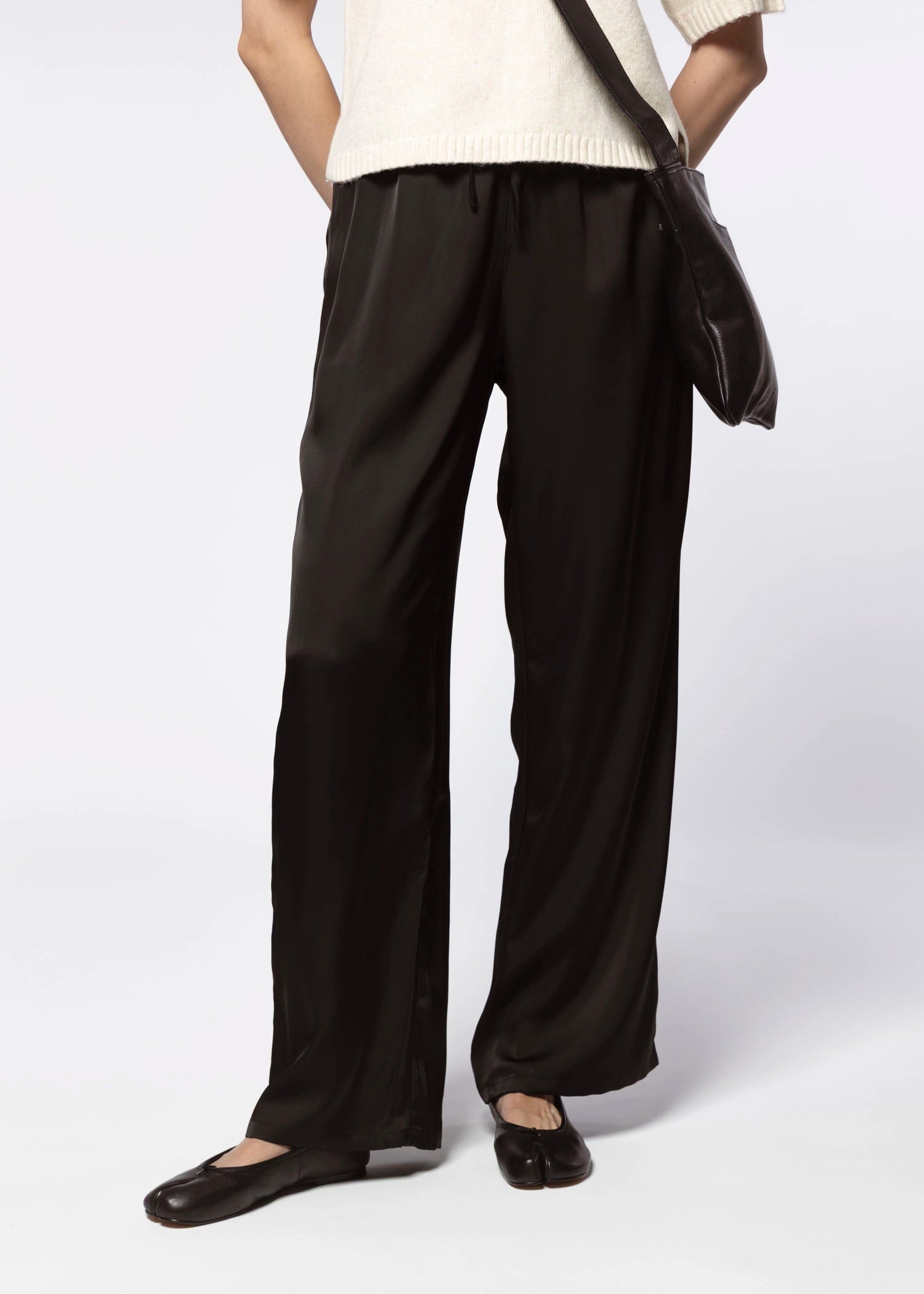 swatch_Black satin straight leg pant