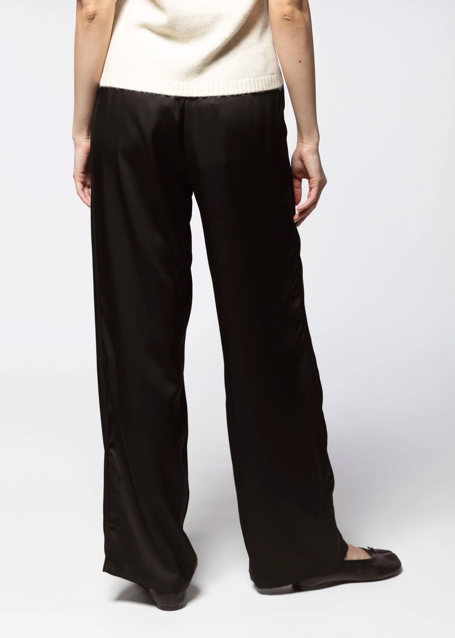 swatch_Black satin straight leg pant