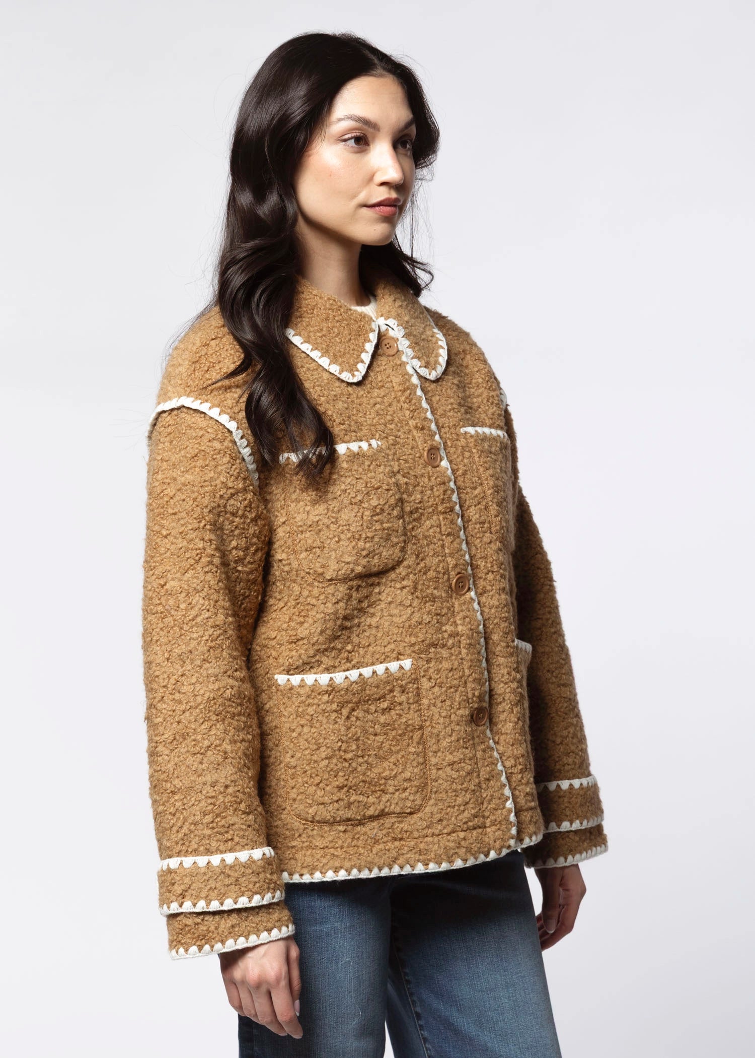 swatch_Tan shearling jacket