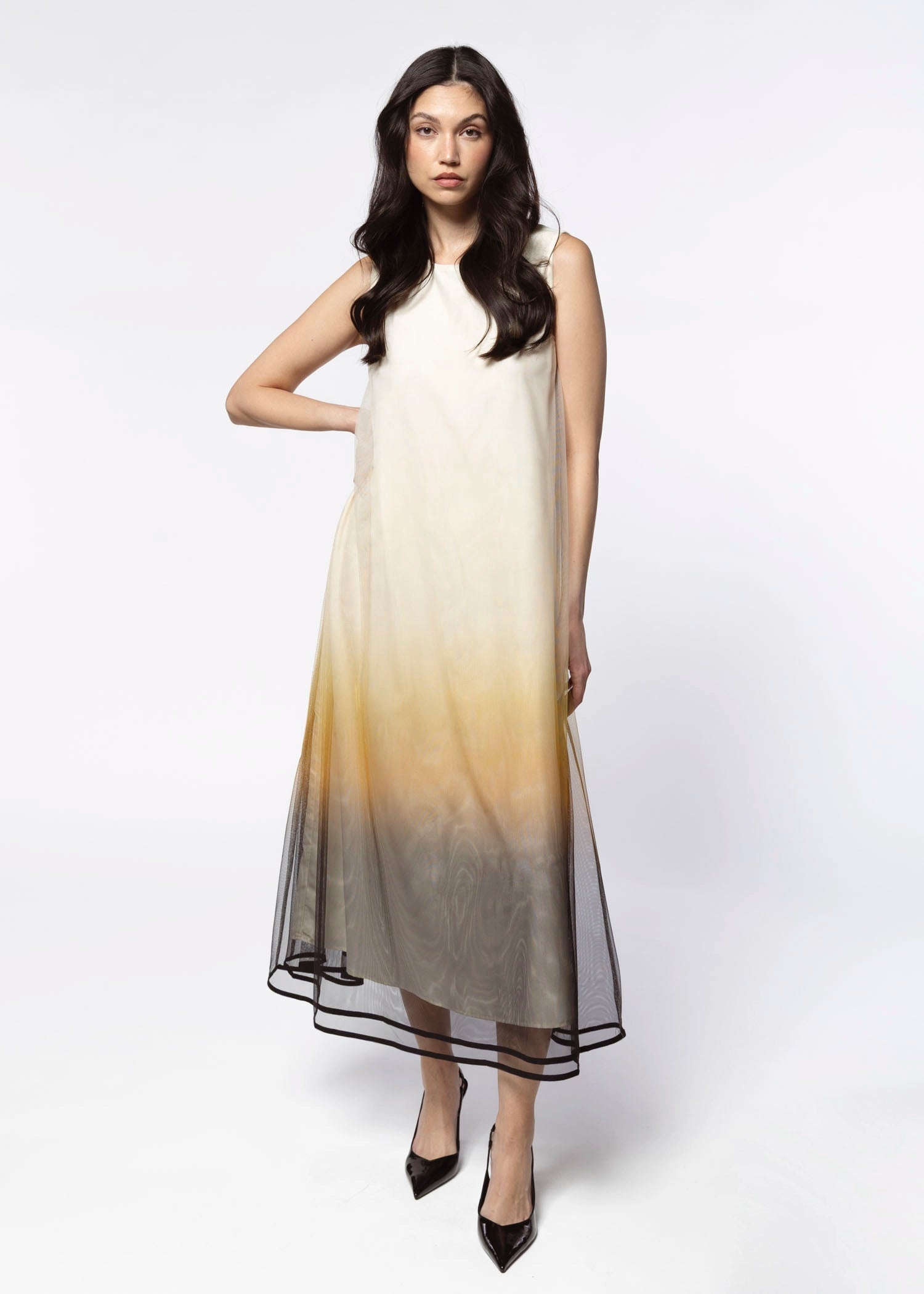 swatch_Mustard sheer ombre dress