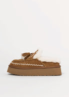 swatch_Camel Suede shearling lined slide