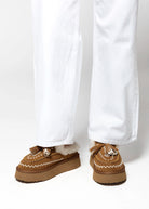 swatch_Camel Suede shearling lined slide