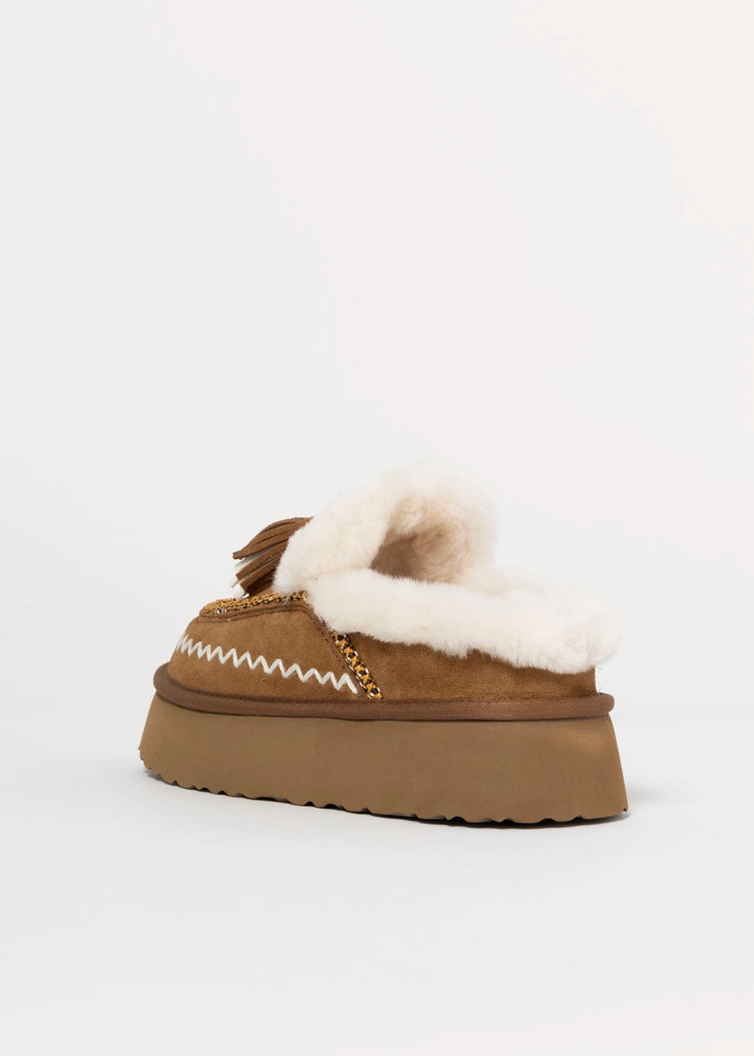 swatch_Camel Suede shearling lined slide