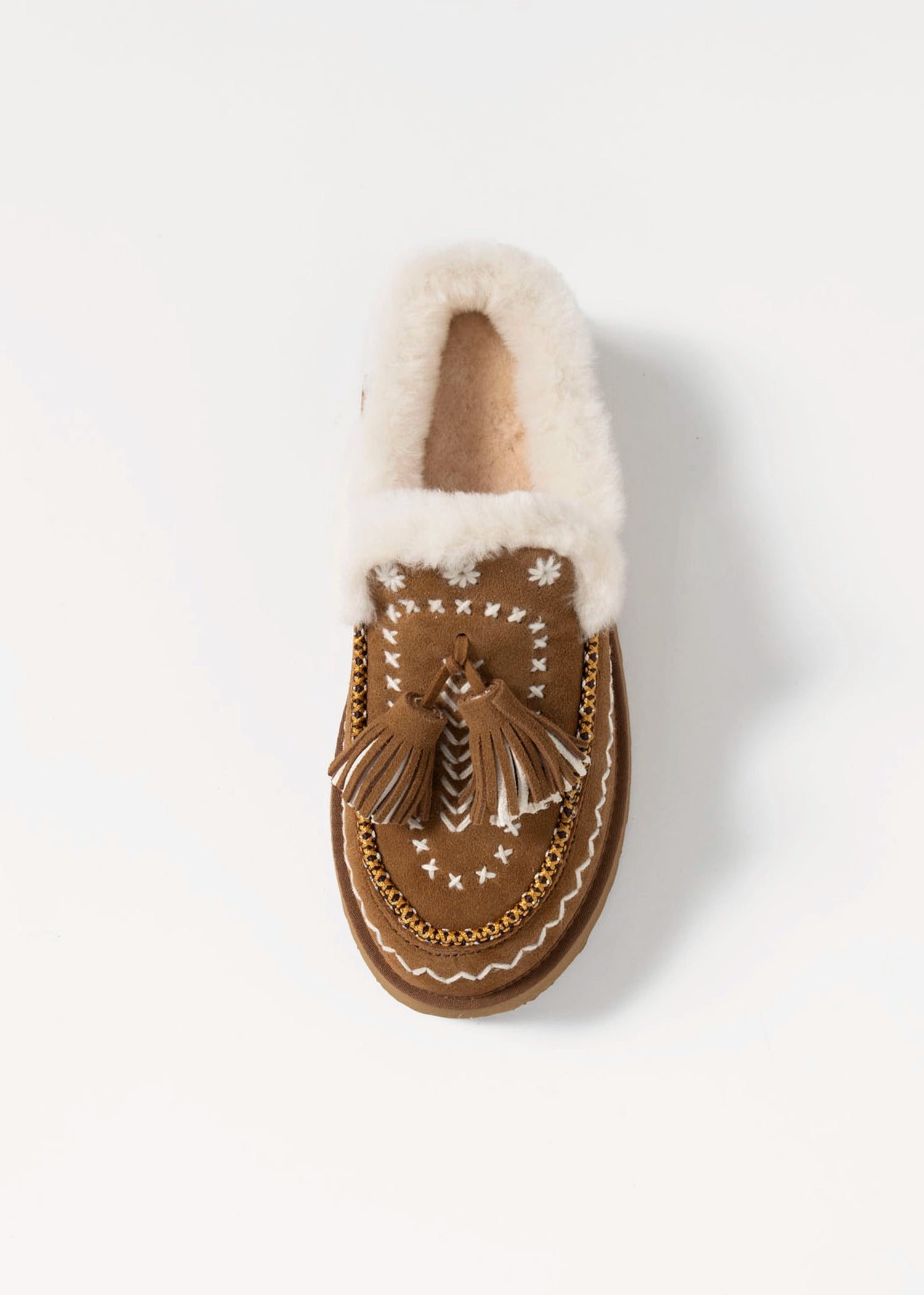 swatch_Camel Suede shearling lined slide