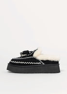 swatch_Black Suede shearling lined slide
