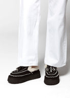 swatch_Black Suede shearling lined slide