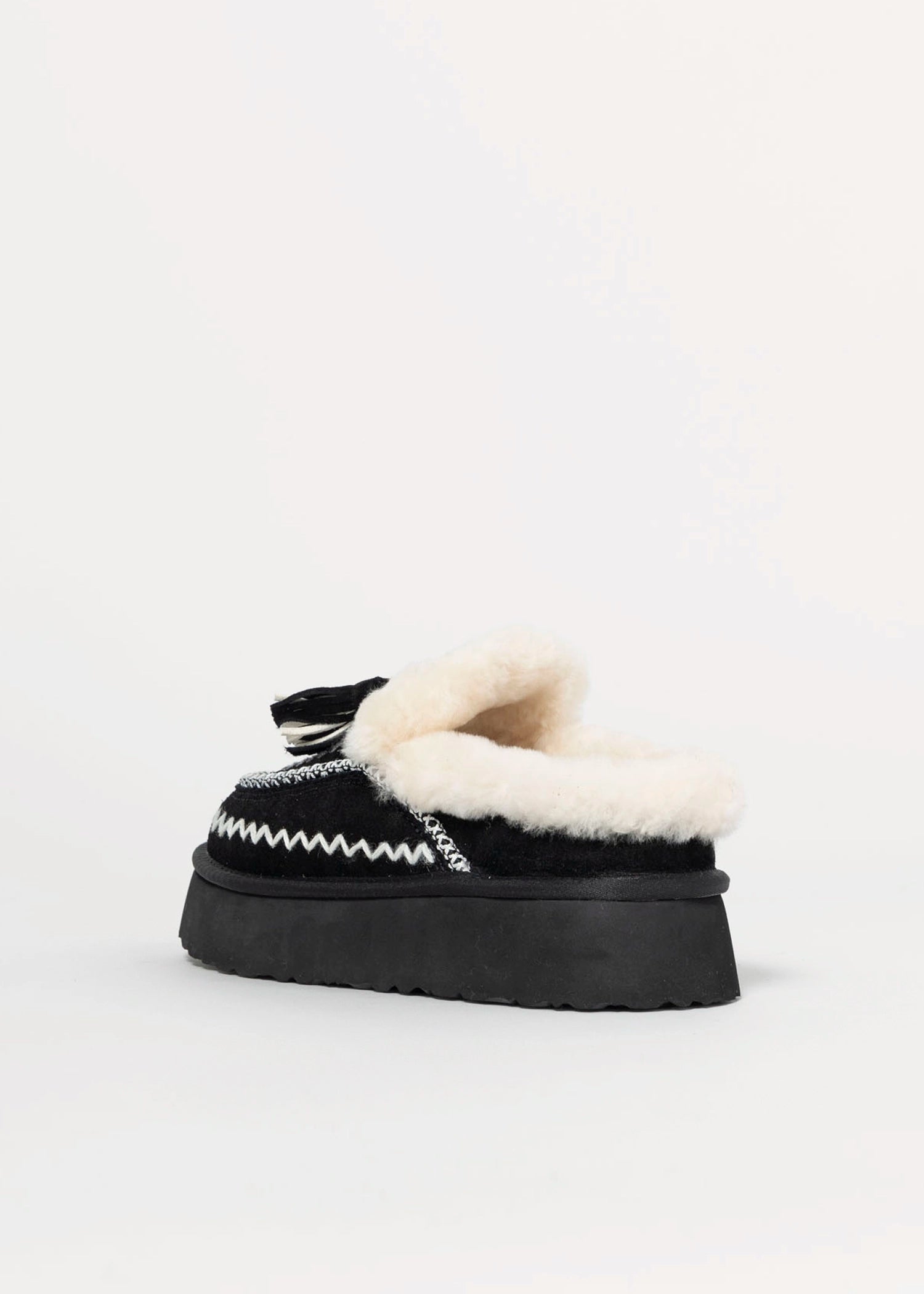 swatch_Black Suede shearling lined slide