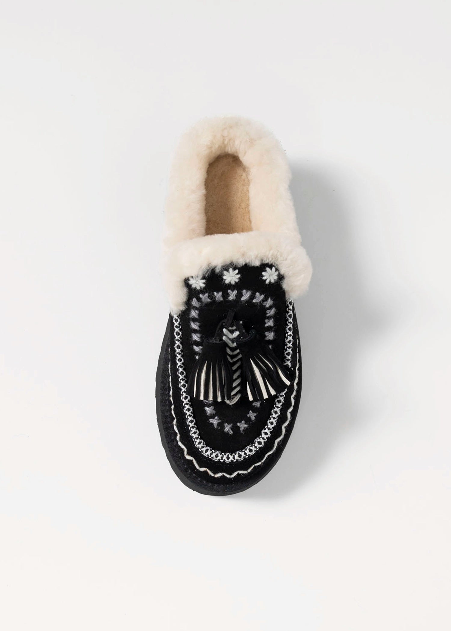 swatch_Black Suede shearling lined slide