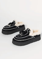 swatch_Black Suede shearling lined slide