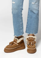 swatch_Camel Suede shearling lined bootie