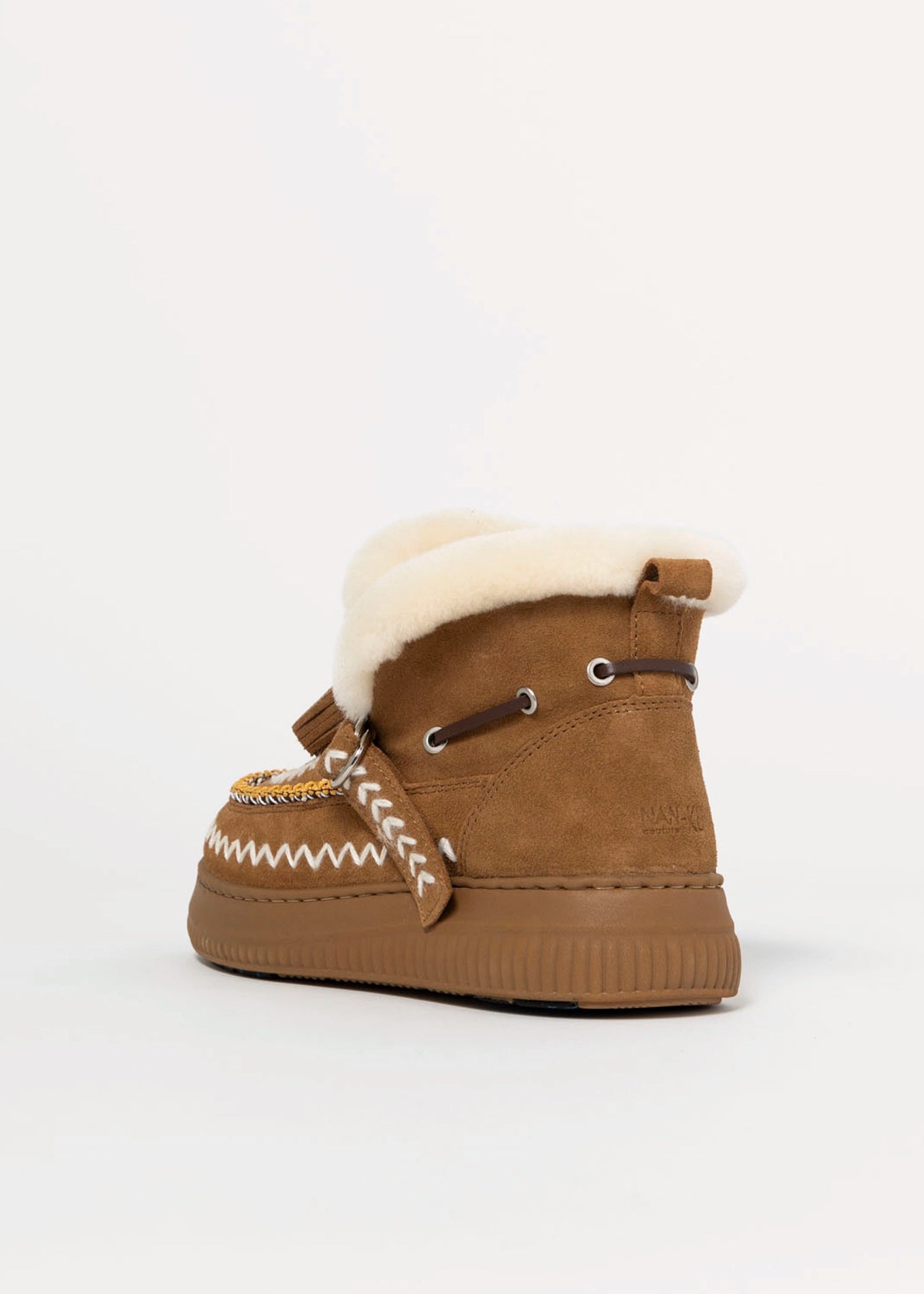 swatch_Camel Suede shearling lined bootie