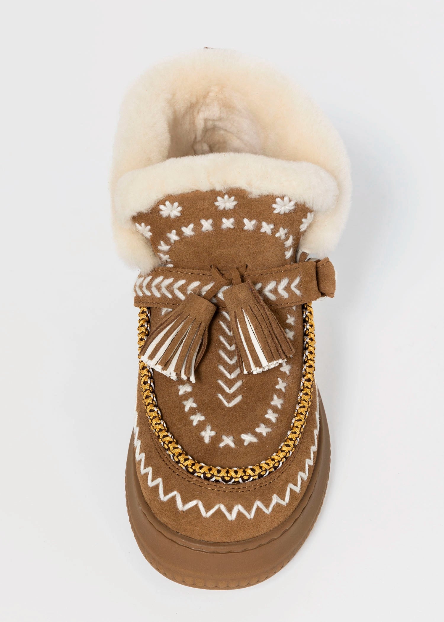 swatch_Camel Suede shearling lined bootie