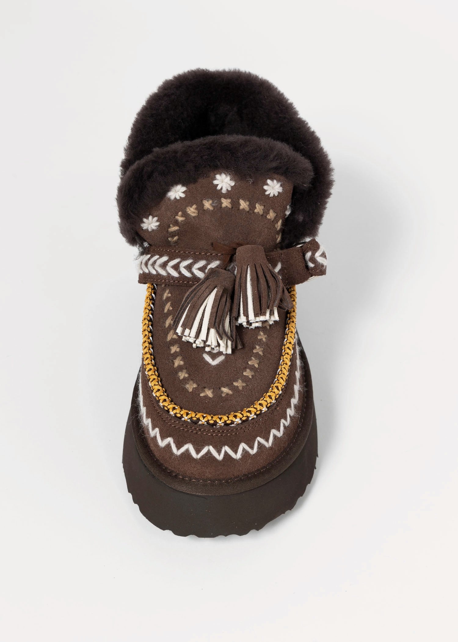 swatch_Coffee Suede shearling lined boot