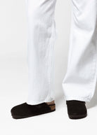 swatch_Black suede boston shearling clog clogs