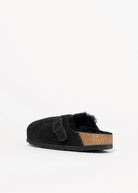 swatch_Black suede boston shearling clog clogs