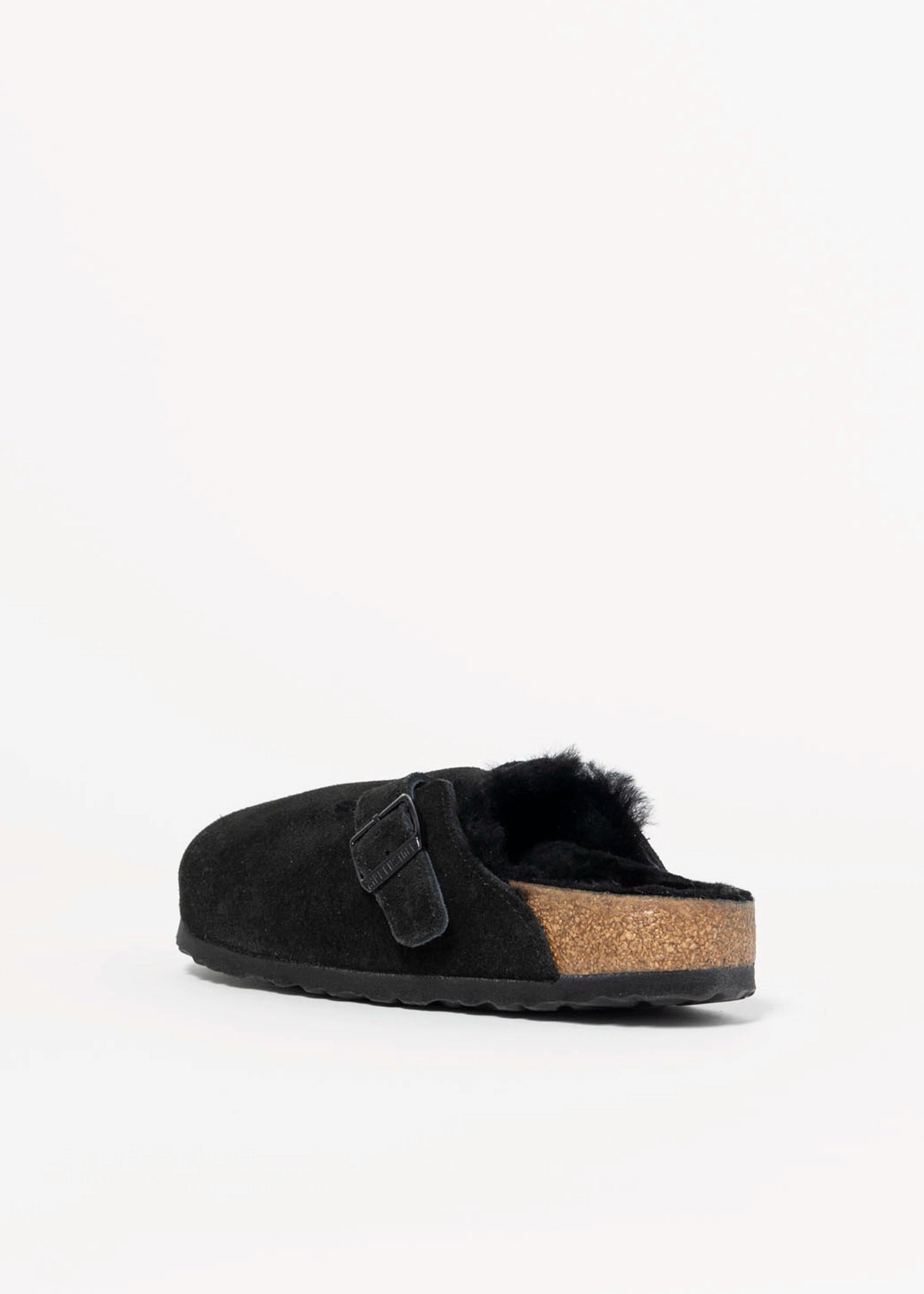 swatch_Black suede boston shearling clog clogs