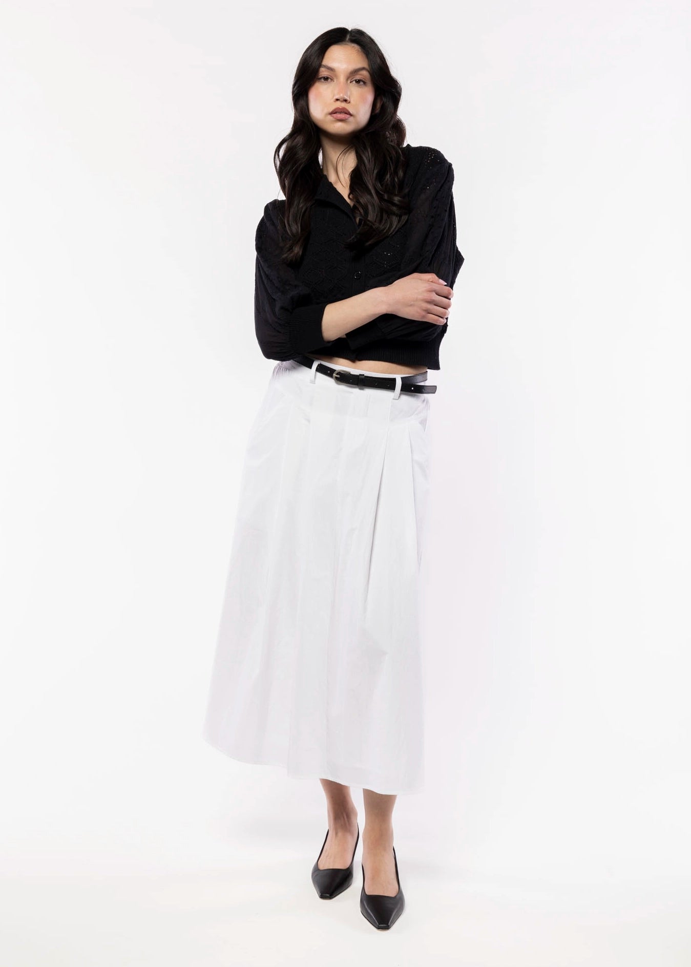 swatch_White sadie and sage central park midi skirt