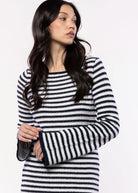 swatch_White/Navy knit mini dress