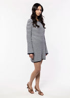 swatch_White/Navy knit mini dress