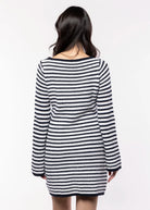 swatch_White/Navy knit mini dress