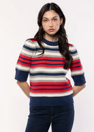 swatch_Multi stripe short sleeve sweater
