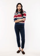 swatch_Multi stripe short sleeve sweater
