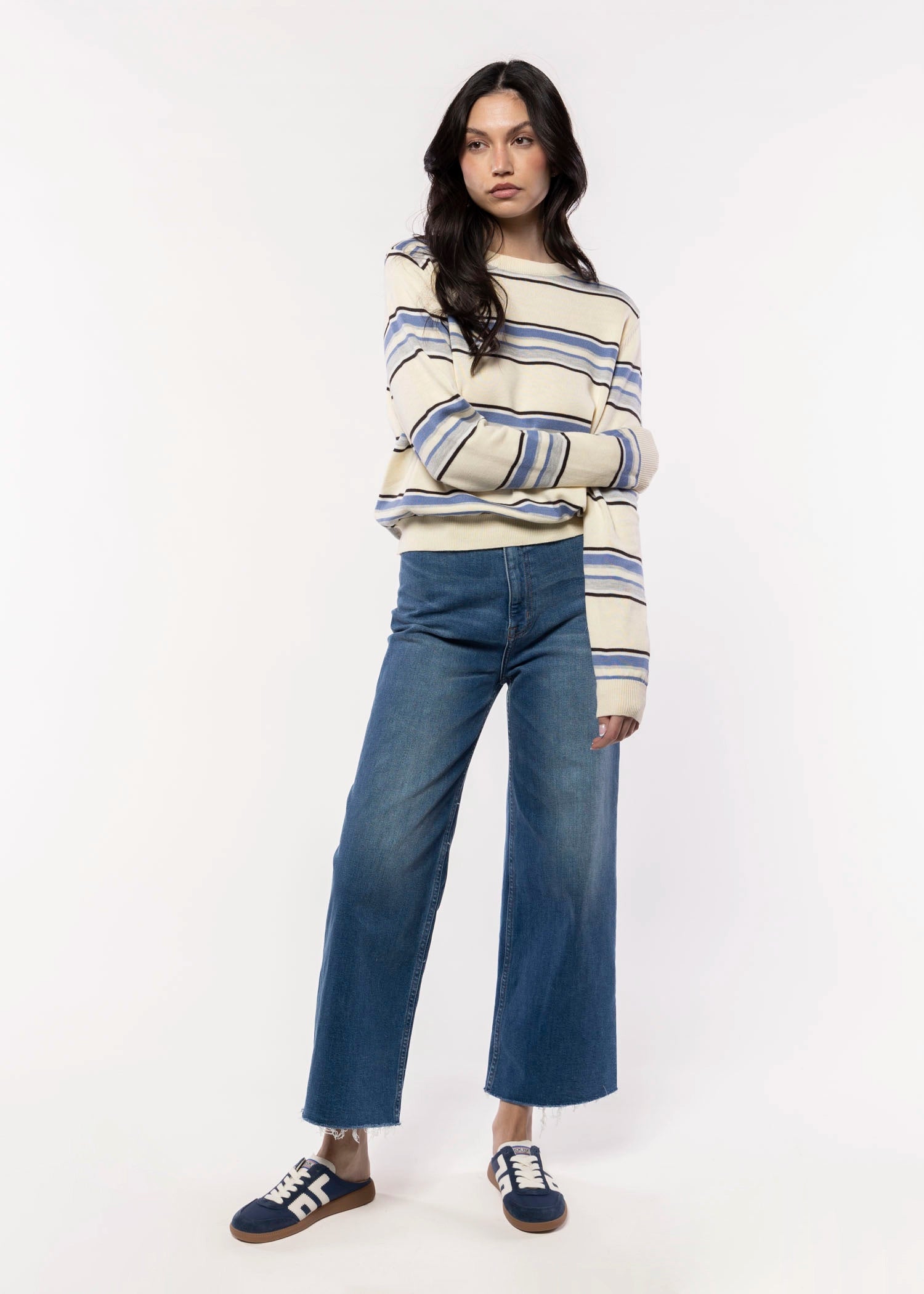 swatch_Lemon striped crewneck sweater