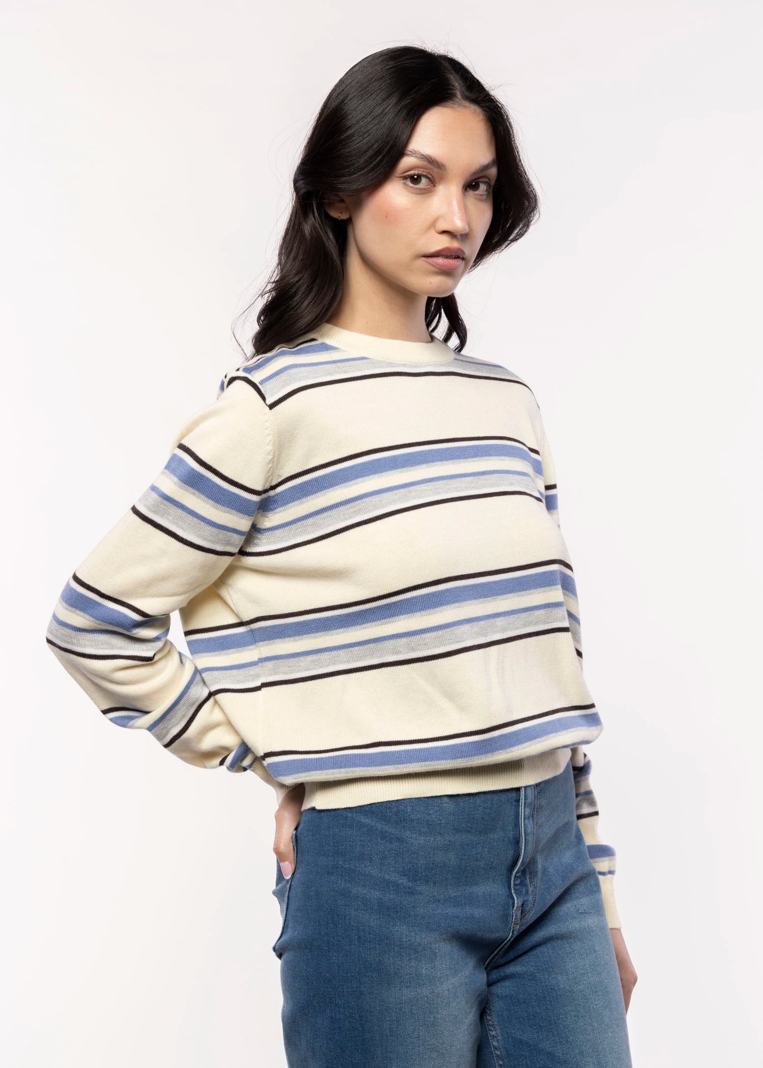 swatch_Lemon striped crewneck sweater