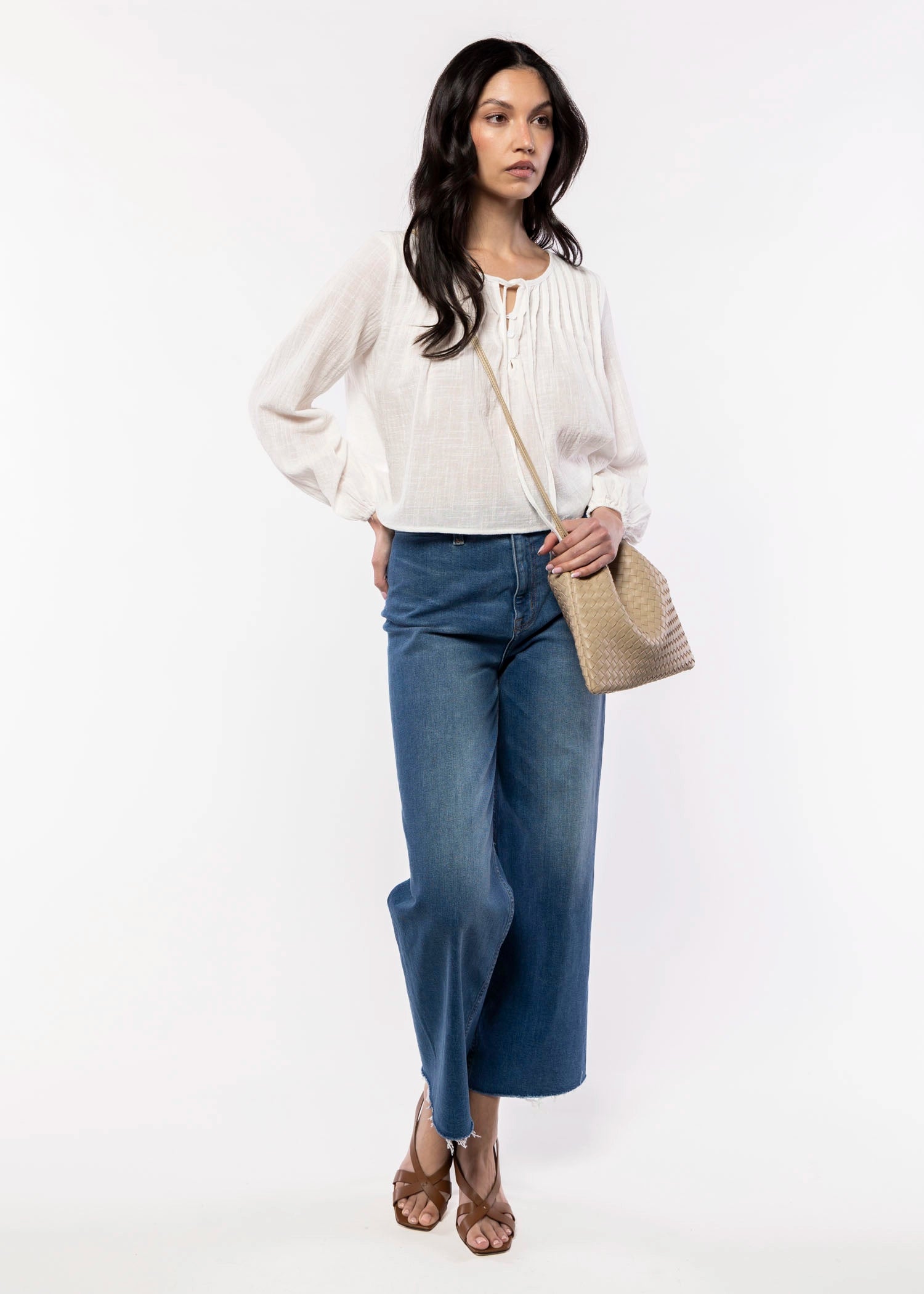 swatch_Taupe woven leather crossbody