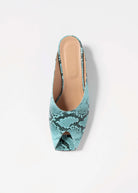 swatch_Turquoise Snake leather peep toe mule L'idea